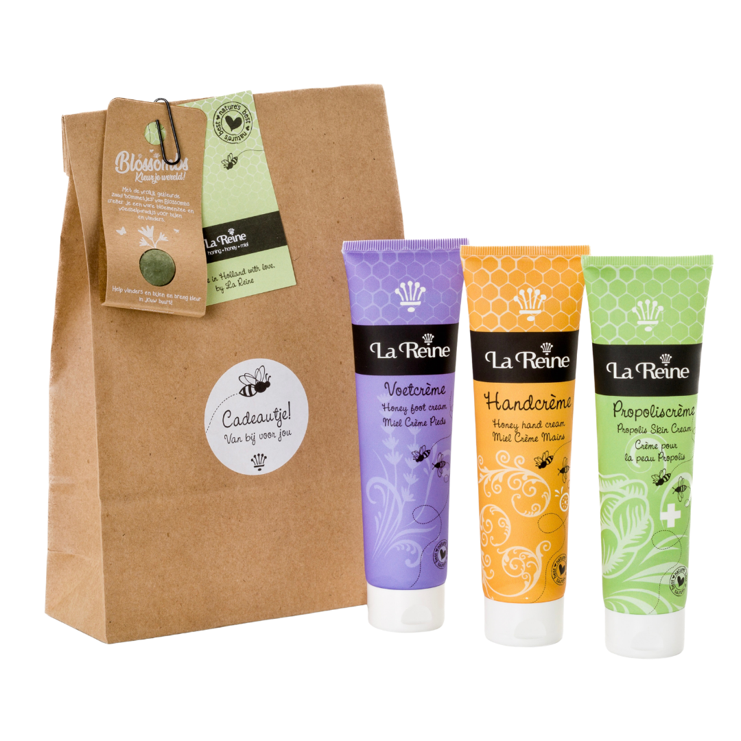 LA REINE CADEAU PAKKET HAND & VOET & PROPOLIS + GRATIS BLOEMBOMMETJE