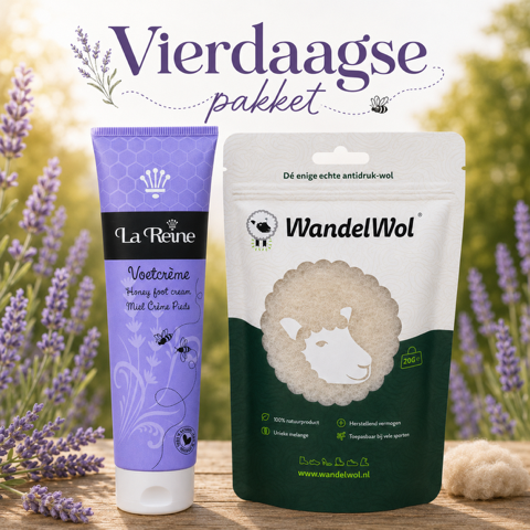 Vierdaagse Pakket – La Reine Voetcrème & Wandelwol Anti-Drukwol